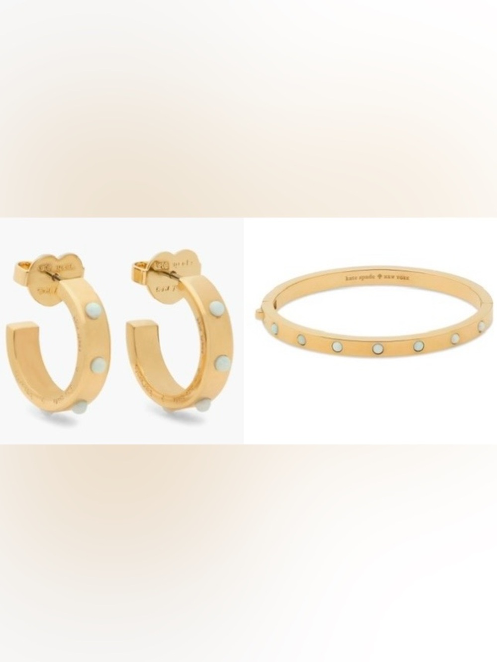 Kate Spade Set In Stone Gold-Tone Bangle Bracelet & Hoop Earrings Set